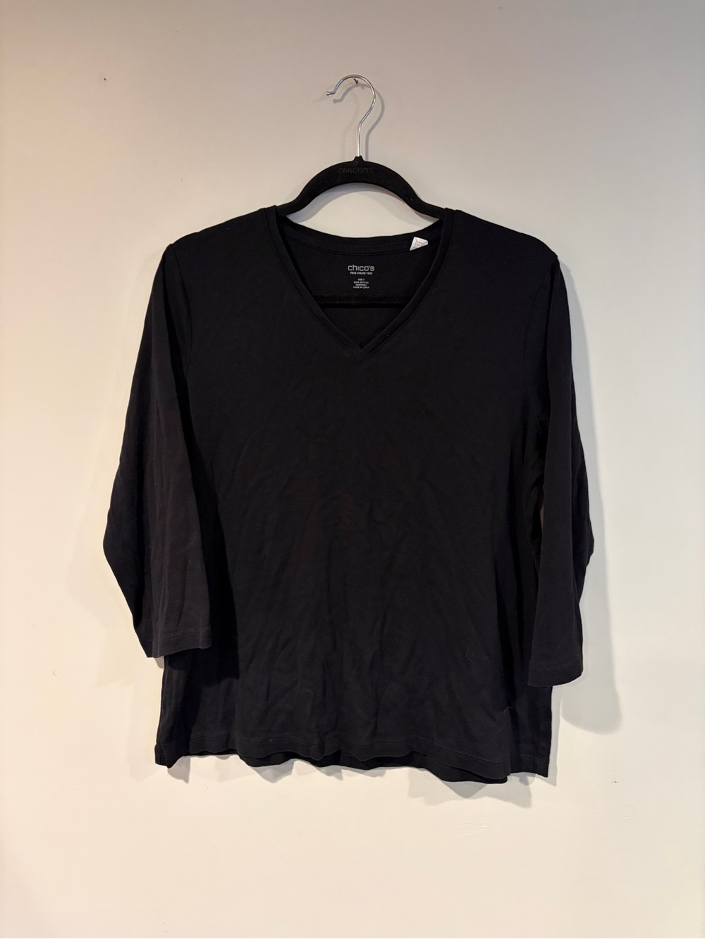 Chico's Black V-Neck Long Sleeve Women's Top